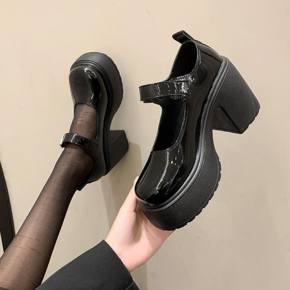 (as the picture, 38) Women Shoes 2024 Platform Round Toe Women&apos;s High Heels Buckle Strap Mary Jane Women&apos;s Goth Heel Party Shoes For Women