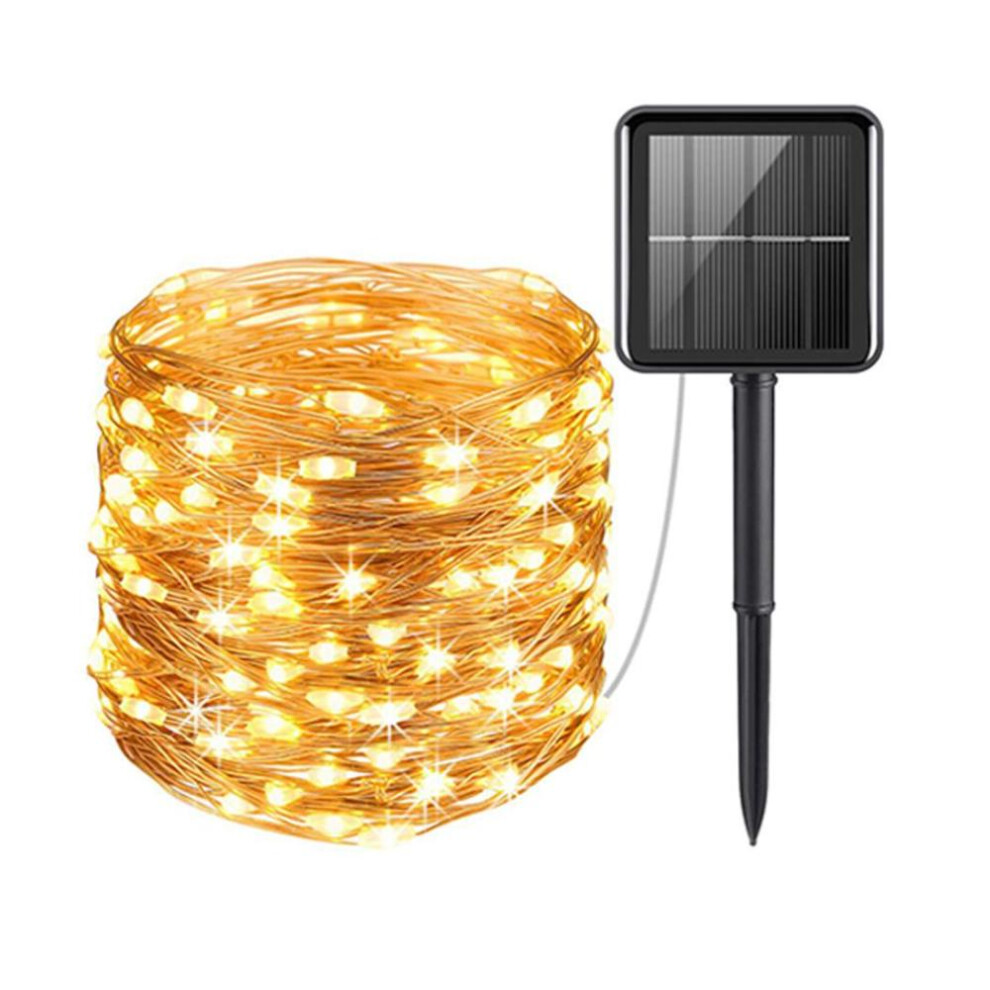 (yellow, 22M 200Led) Solar Led String Light 32m Led Outdoor Waterproof Solar Light Lawn Garden Viewing Light Courtyard Christmas Party Decoration Copper Wire Light