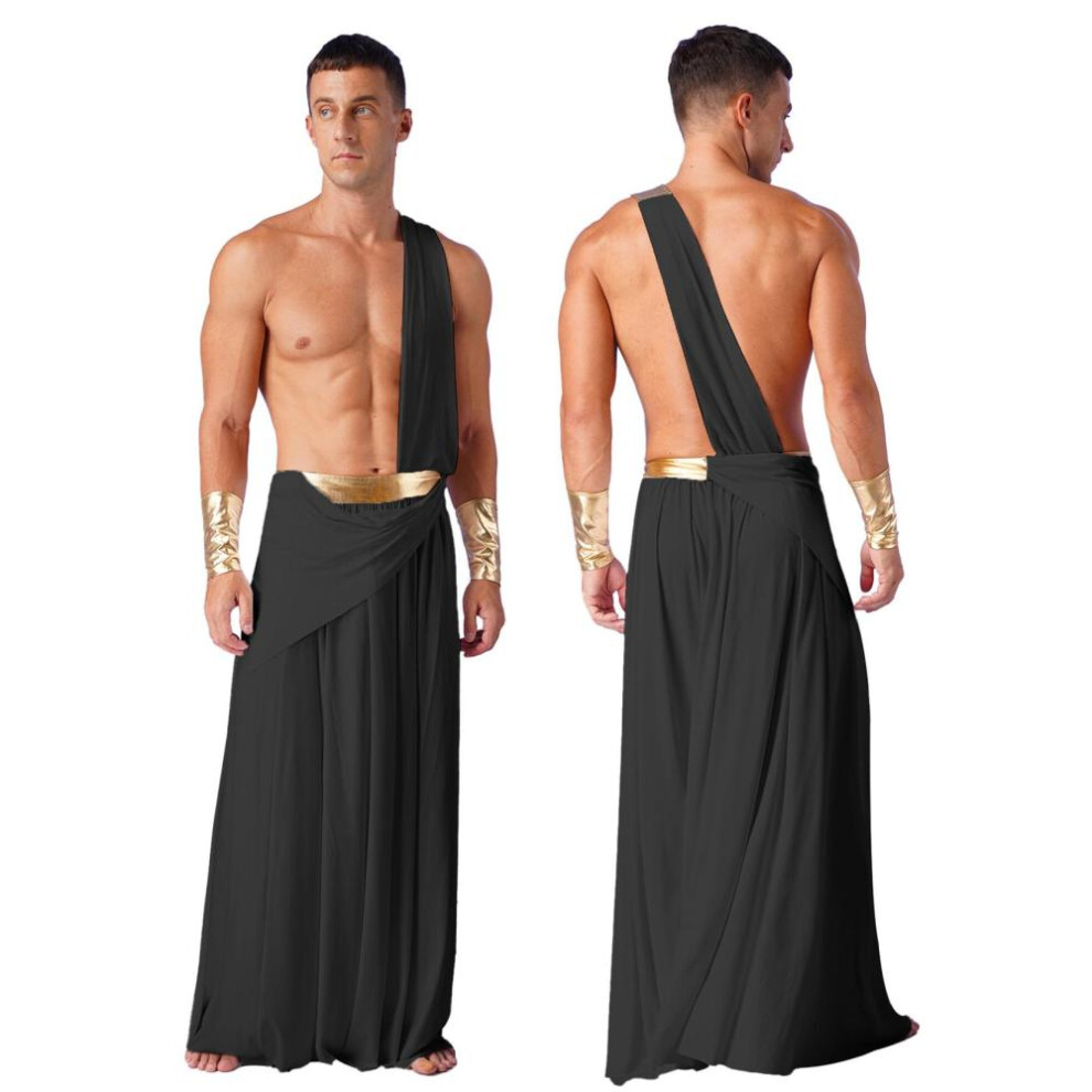 (black, S) Men Ancient Greek God Costumes Roman Gladiator Halloween Cosplay Medieval Knight Warrior Role Play Outfits For Carnival Party