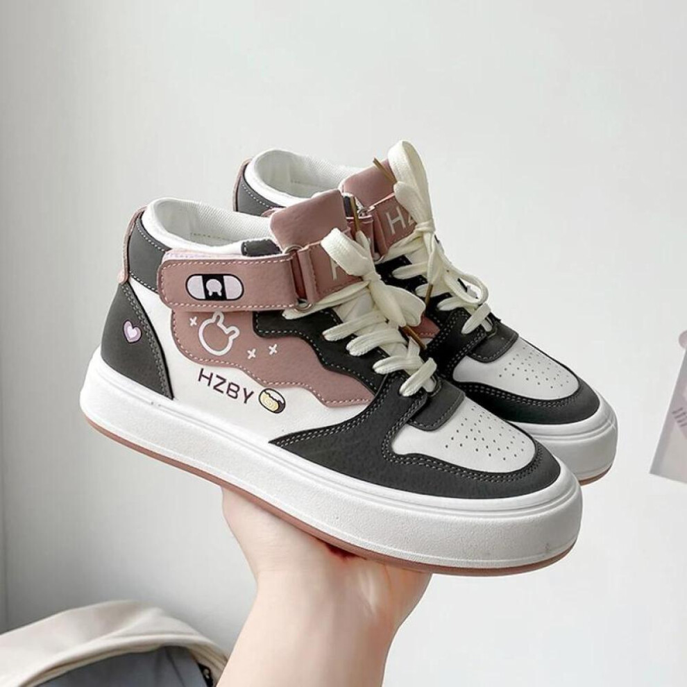 (pink, 40) Fashion Autumn Winter High Top Sneakers Women Panda Sneakers For Teenage Girls Cute Womens Sports Shoes Kawaii Luxury Trend Ladies Shoes