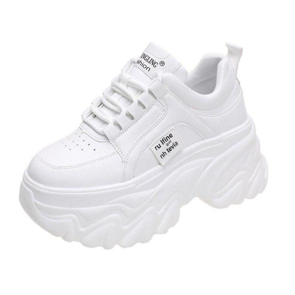 (white, 34) White Black Chunky Sneakers Women Spring Autumn Thick Bottom Dad Shoes Woman Fashion Pu Leather Platform Sneakers Ladies