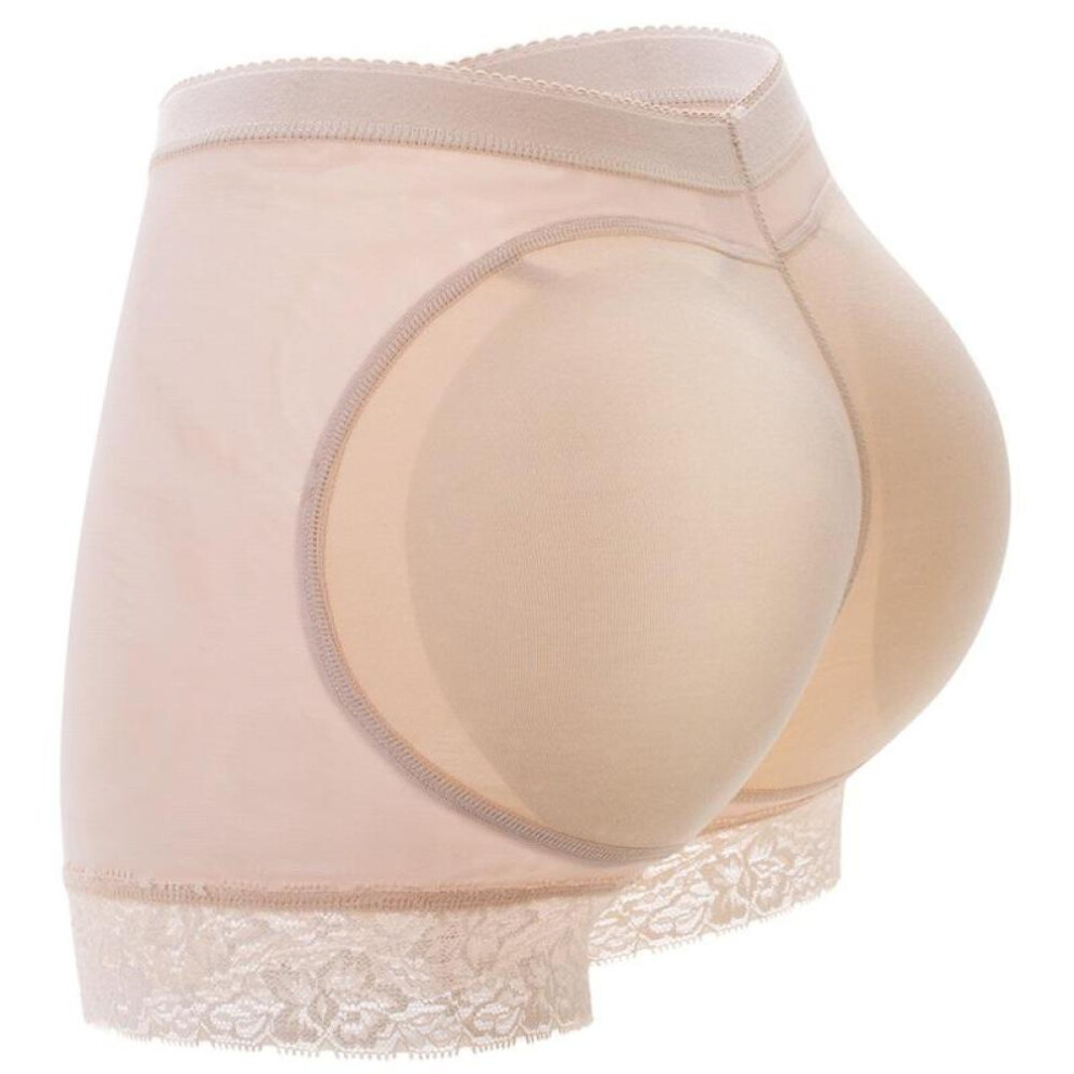 (beige, L) Women Body Shaper Ass Padded Butt Lifter Panty Hip Lifting Control Panties Fake Ass Padding Underwear Booty Enhancer Boxer Briefs Bum Push Up Boyshort
