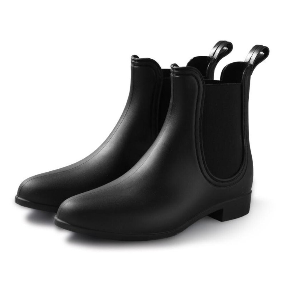 (matte black, 40) Fashion Chelsea Low Rain Shoes Women Rubber Shoes Rain Boots Water Shoes Plastic Water Boots Rain Boots