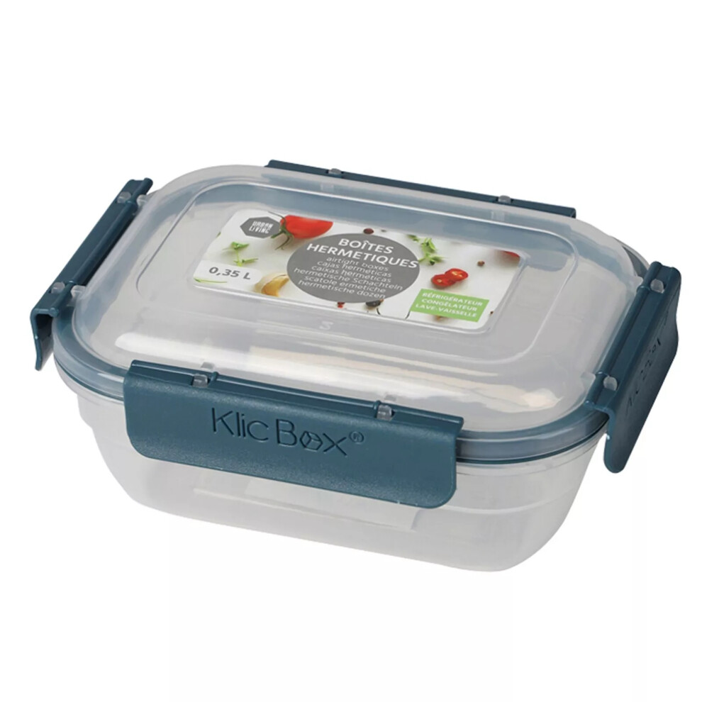 (Blue - Rectangle) Mini Butter Dish Container Plastic Clip Lock Lid Food Cheese Storage Breakfast