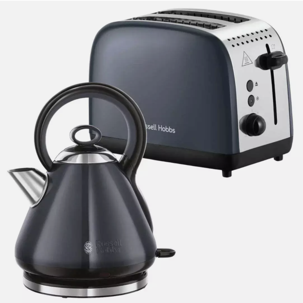 Russell Hobbs Traditional Kettle & 2 Slice Toaster Kitchen Set (Grey)