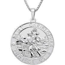 St. Christopher Jewelry 925 Sterling Silver, Antiqued Religious Protector Talisman Pendant for Men Women, Coin/round/oval/medal/square/locket Tangrui
