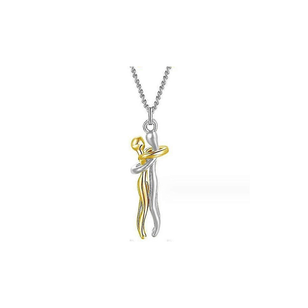(Gold and Silver) Hug Couple Necklace S925 Sterling Silver Hugging Necklace Beloved Jewelry For Him And Her,lover Valentines Day Gift -ZHENV