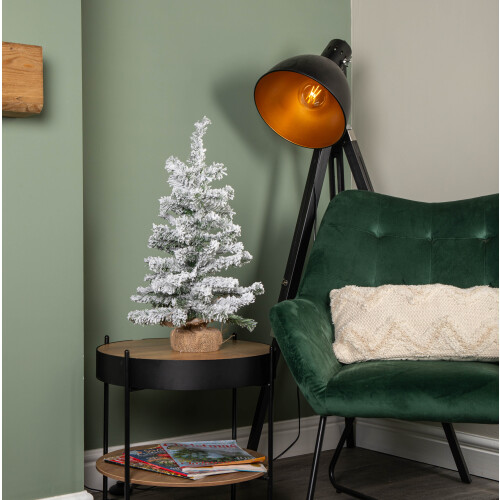 60cm Mini Imperial Snow Flocked Christmas Tree in Burlap Base 1