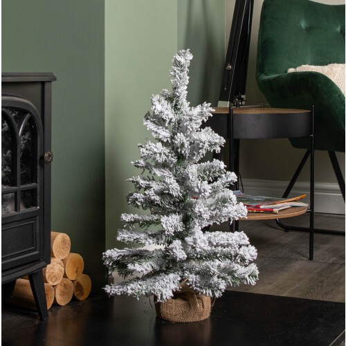 60cm Mini Imperial Snow Flocked Christmas Tree in Burlap Base 2