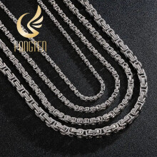 (60cm  23.6inch, 8MM Width) Long Necklace Men Male Stainless Steel Byzantine Box Chain
