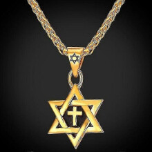 (gold) High Quality Metal Gold Plated Star Of David Cross Pendant Necklace Classic Jewish Cultist 2024 Linzero Gift-Good