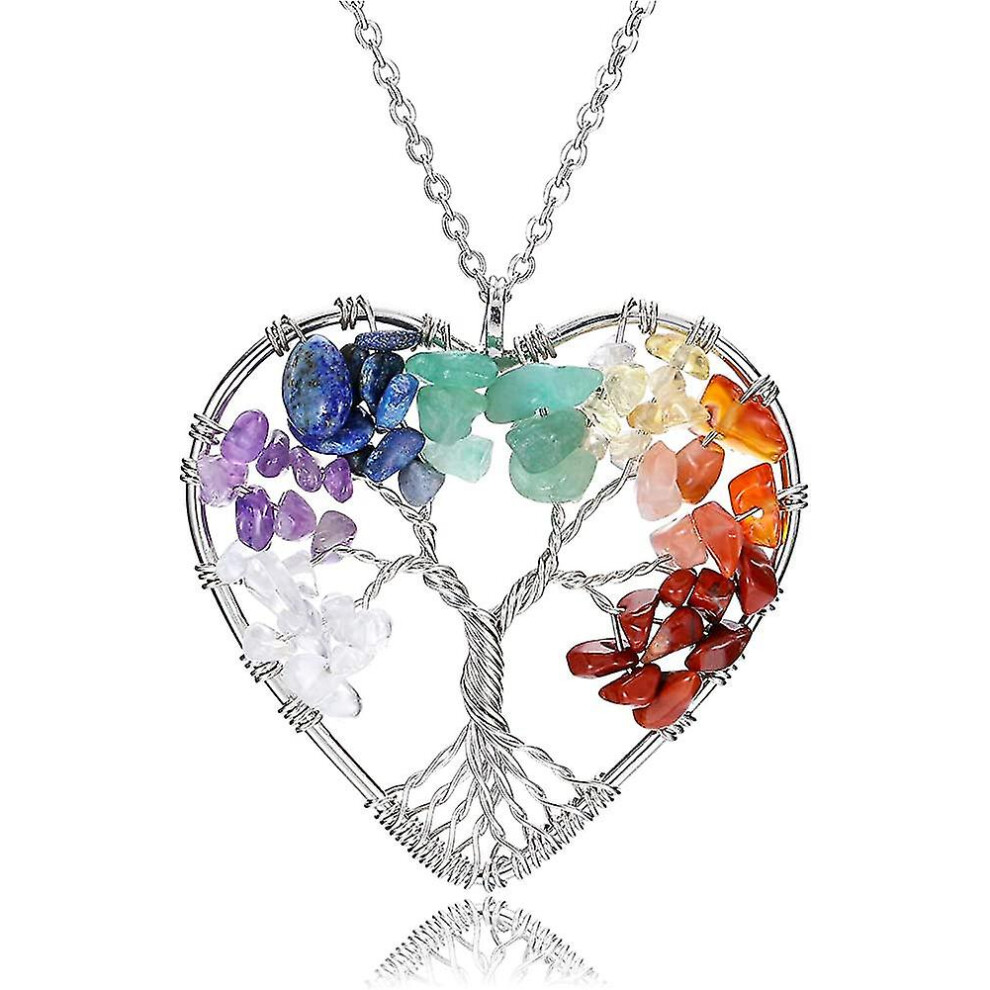 7 Chakra Coeur Arbre de Vie Pendentif Cristal de Guérison Bijoux pour Acsergery Gift