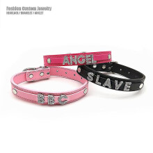 (S(27cm-35cm), LUCKY) Sexy Rhinestone Letters Slave Choker Collar Custom Necklace Jewelry Men Women Diy Custom Name Cosplay Costume Party Chocker