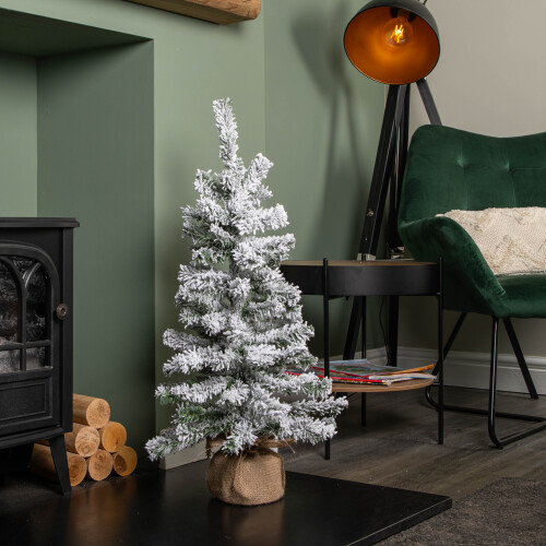 75cm Mini Imperial Snow Flocked Christmas Tree in Burlap Base 2