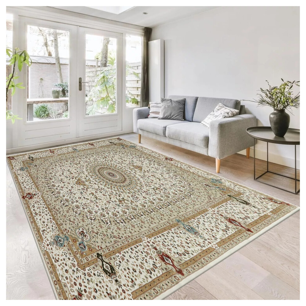 (Cashmere Willow Beige Rug) Extra Large Rugs Traditional Carpet Living Room UK