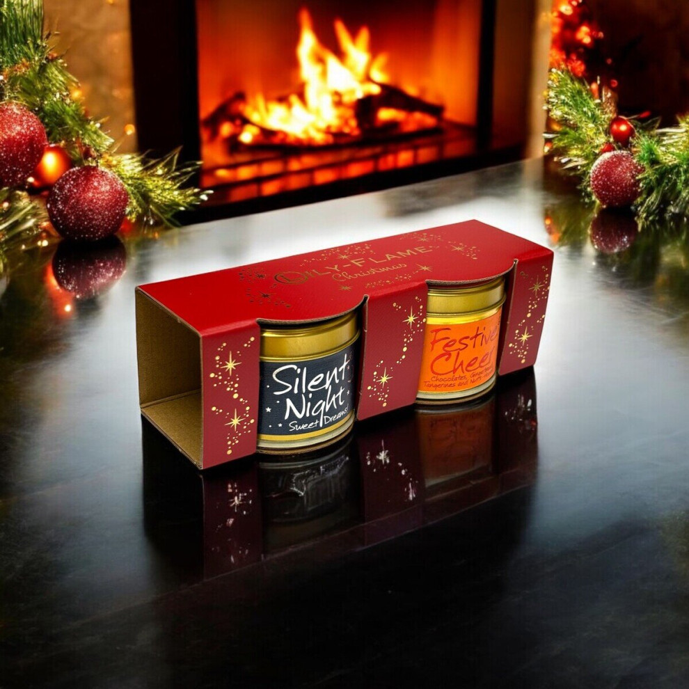Lily Flame Duo Mini Candle Gift Set - Silent Night & Festive Cheer-image-OPC-PFSGBWG-NEW