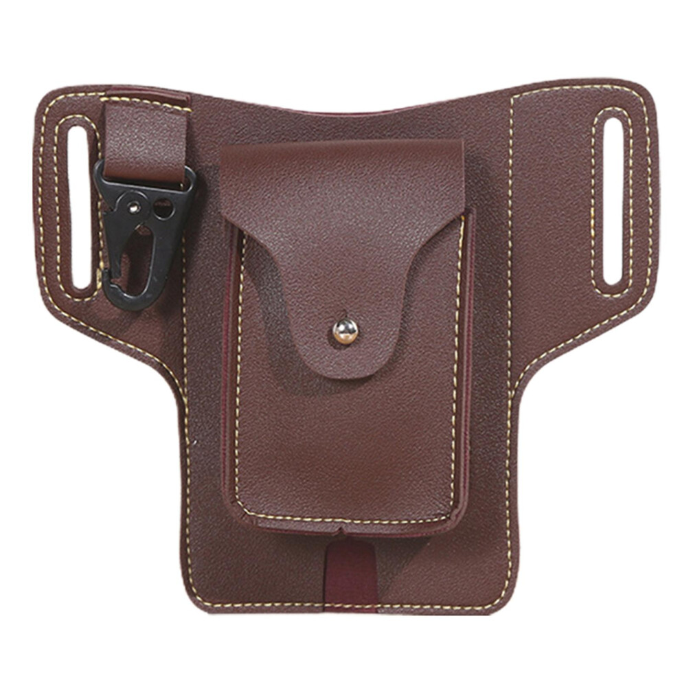 (Dark ) Belt Pouch Phone Holster Dual Mobile Phone Pockets Pouch Belt Case Brown 7364070832026