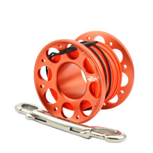 (15, Dark Orange) 15m/30m FXL-952 Finger Reel Double Hook Head Finger Spool Reel for Diving