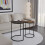 URBN Living (Rustic Brown Top with Black Legs) 2 Pcs Round Nesting Stackable Sofa Side Bedside End Table Set Wood Top Metal Legs 1
