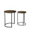 URBN Living (Rustic Brown Top with Black Legs) 2 Pcs Round Nesting Stackable Sofa Side Bedside End Table Set Wood Top Metal Legs 3