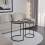 URBN Living (Black Marble Top with Black Legs) 2 Pcs Round Nesting Stackable Sofa Side Bedside End Table Set Wood Top Metal Legs 1