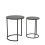 URBN Living (Black Marble Top with Black Legs) 2 Pcs Round Nesting Stackable Sofa Side Bedside End Table Set Wood Top Metal Legs 3