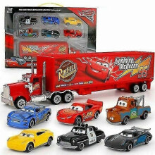 7pcs Cars 2 Lightning Mcqueen Racer Car&Mack Truck Set Presenter