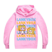 (Pink, 13-14 Years) Kids Lankybox Print Casual Hoodie Girls Boys Long Sleeve Hooded Sweatshirt Tops Pullover Jumper Xmas Birthday Gift
