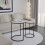 URBN Living (White Marble Top with Black Legs) 2 Pcs Round Nesting Stackable Sofa Side Bedside End Table Set Wood Top Metal Legs 1