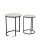 URBN Living (White Marble Top with Black Legs) 2 Pcs Round Nesting Stackable Sofa Side Bedside End Table Set Wood Top Metal Legs 4