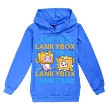 (Dark Blue, 7-8 Years) Kids Lankybox Print Casual Hoodie Girls Boys Long Sleeve Hooded Sweatshirt Tops Pullover Jumper Xmas Birthday Gift