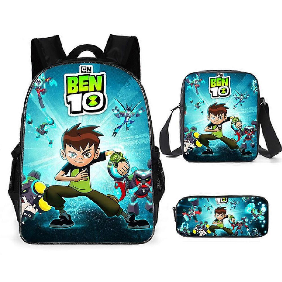 (3pcs, 7) Junior Hacker Backpack Ben 10 Student Schoolbag Cartoon Animation Backpack Lunch Bag Satchel Pencil Case-image-OPC-PFSGH77-NEW