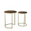 URBN Living (Rustic Brown Top with Gold Legs) 2 Pcs Round Nesting Stackable Sofa Side Bedside End Table Set Wood Top Metal Legs 3