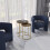 URBN Living (Rustic Brown Top with Gold Legs) 2 Pcs Round Nesting Stackable Sofa Side Bedside End Table Set Wood Top Metal Legs 5