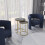 URBN Living (Black Marble Top with Gold Legs) 2 Pcs Round Nesting Stackable Sofa Side Bedside End Table Set Wood Top Metal Legs 4