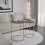 URBN Living (Black Marble Top with Gold Legs) 2 Pcs Round Nesting Stackable Sofa Side Bedside End Table Set Wood Top Metal Legs 5