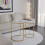 URBN Living (White Marble Top with Gold Legs) 2 Pcs Round Nesting Stackable Sofa Side Bedside End Table Set Wood Top Metal Legs 1