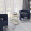 URBN Living (White Marble Top with Gold Legs) 2 Pcs Round Nesting Stackable Sofa Side Bedside End Table Set Wood Top Metal Legs 5