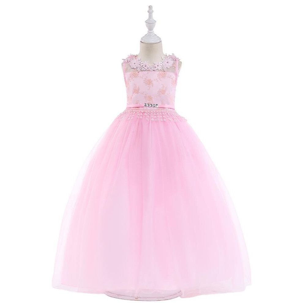 (red, 170cm) Kids Flower Girl Dress Baby Girls Lace Formal Princess Pageant Wedding Birthday Party White Bridesmaid Dresses Tea Length