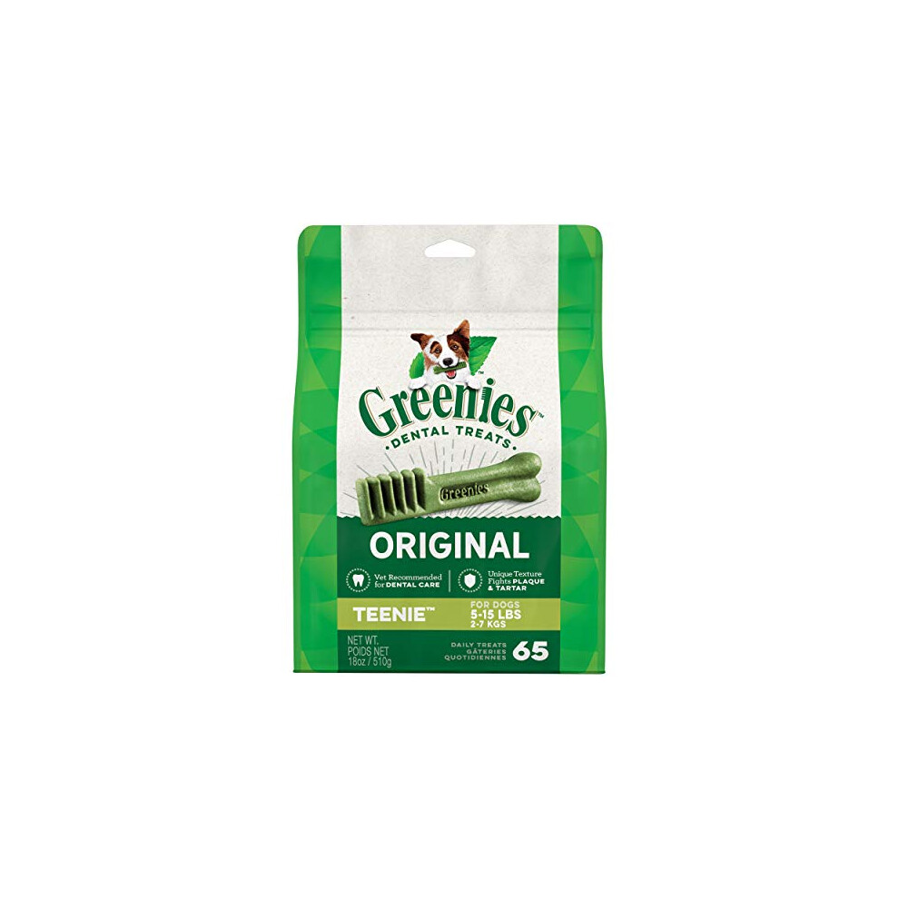 GREENIES Original TEENIE Natural Dog Dental Care Chews Oral Health Dog Treats  18 oz. Pack (65 Treats)