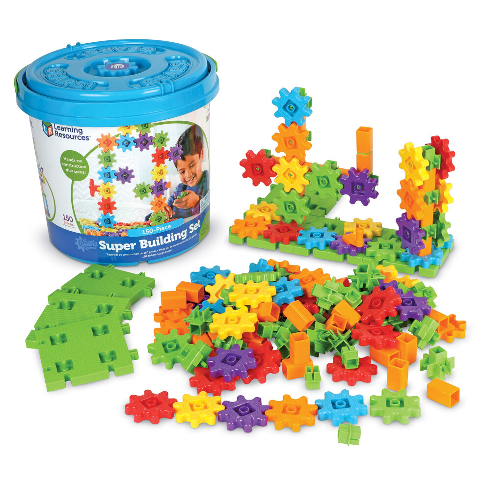 Learning Resources Gears! Gears! Gears! Super Building Toy Set  STEM Toys  Construction Toys  Gears for Kids  150 Pieces  Ages 3+