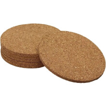 HEAVY DUTY 6pc Natural Round Cork Drinks Coasters 10cm Cork Cup Anti Slip Mat