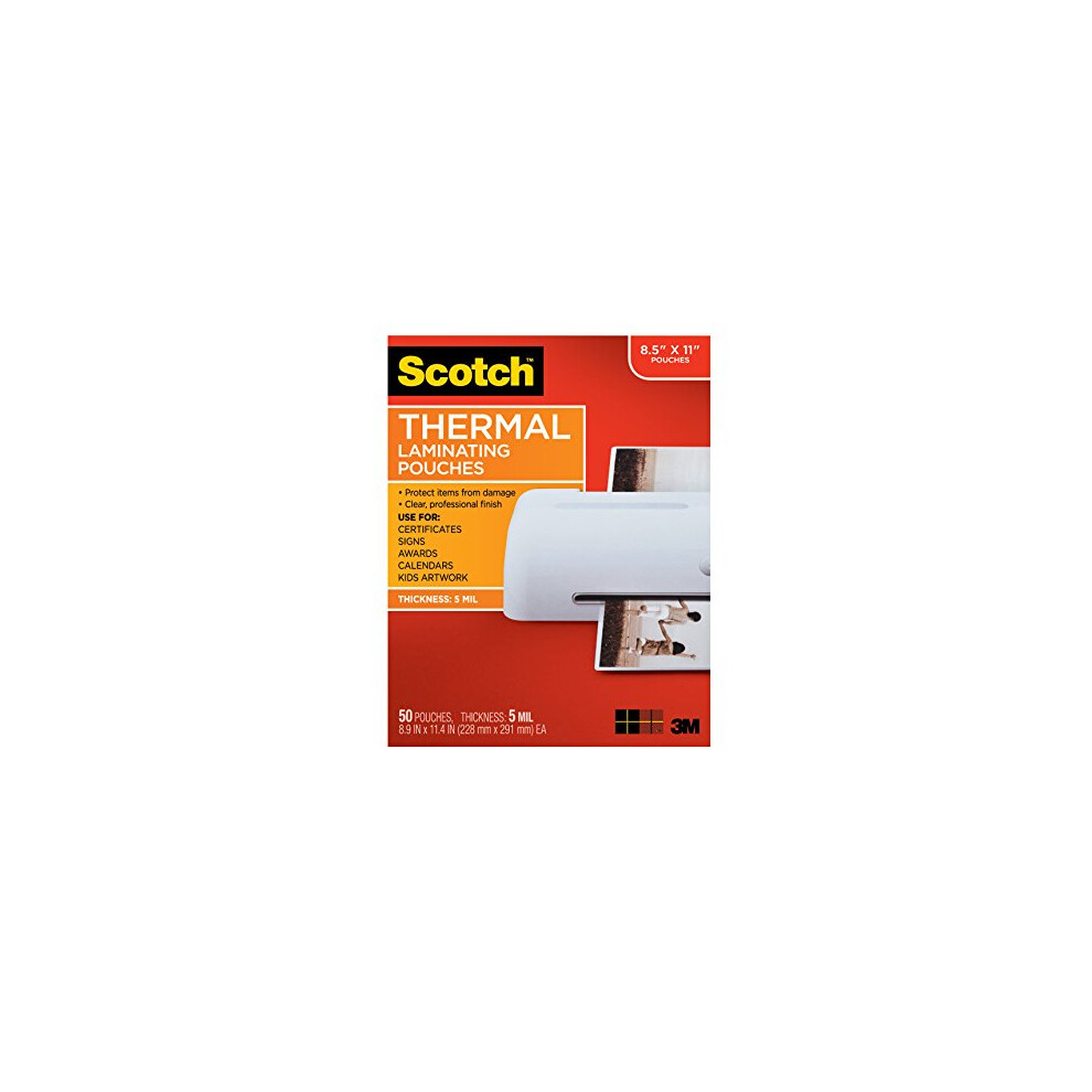 Scotch Thermal Laminating Pouches  5 Mil Thick for Extra Protection  8.9 x 11.4-Inches  5 mil thick  50-Pack (TP5854-50)