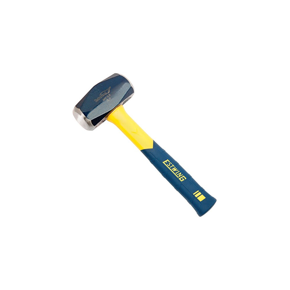 Estwing Sure Strike Drilling/Crack Hammer - 3-Pound Sledge with Fiberglass Handle & No-Slip Cushion Grip - MRF3LB  Blue/Yellow