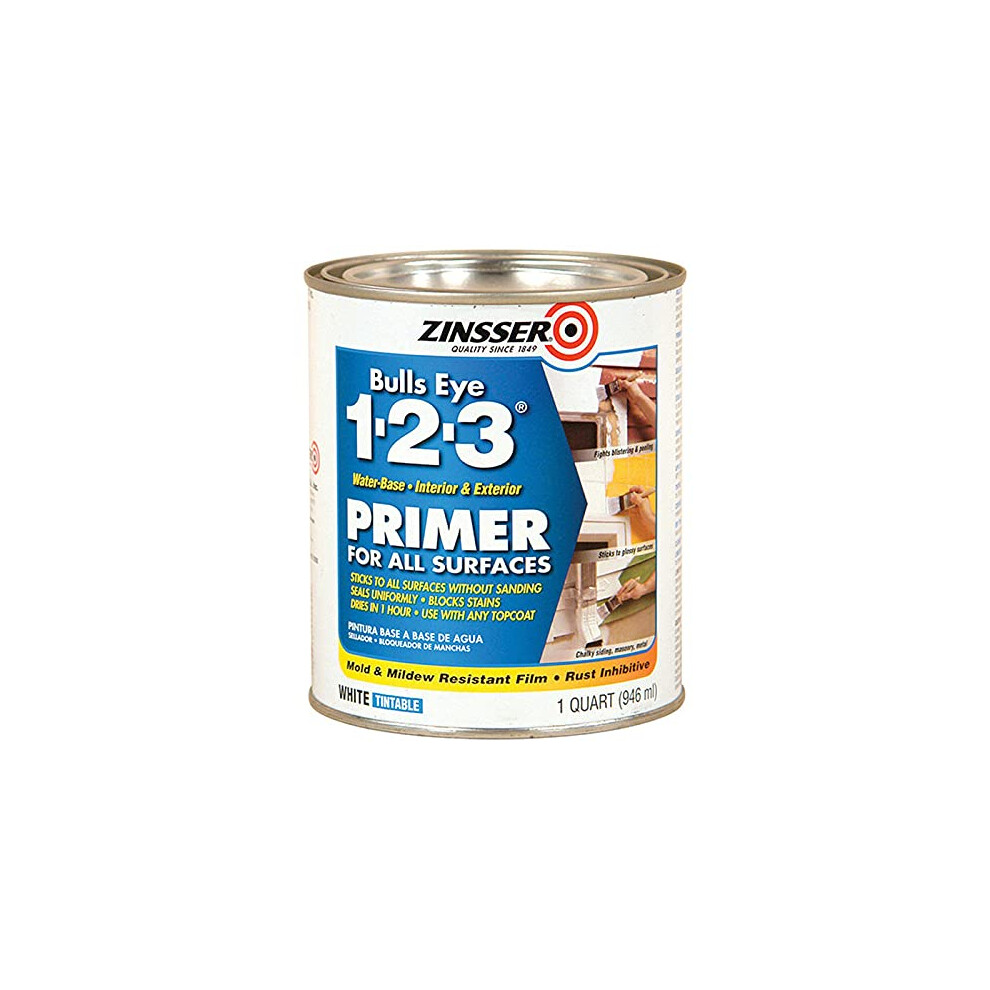 Zinsser 02004 Bulls Eye 1-2-3 All Surface Primer  Quart  White