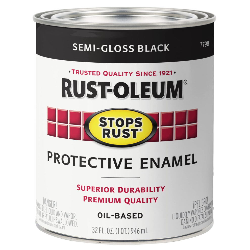 Rust-Oleum 7798502 Stops Rust Brush On Paint  Quart  Semi-Gloss Black  1 Quarts (Pack of 1)