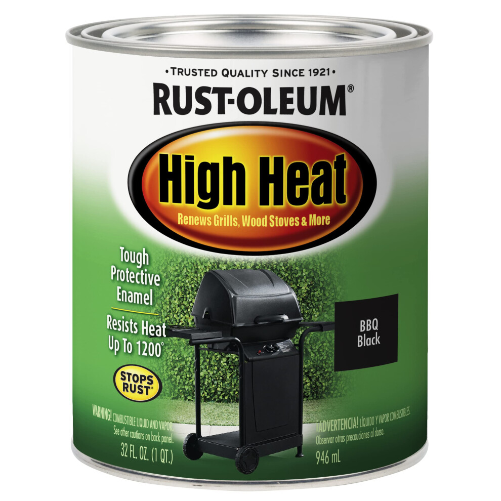 Rust-Oleum 7778502 High Brush On Paint Heat Protective Enamel  32 Fl Oz (Pack of 1)  Bar-B-Que Black