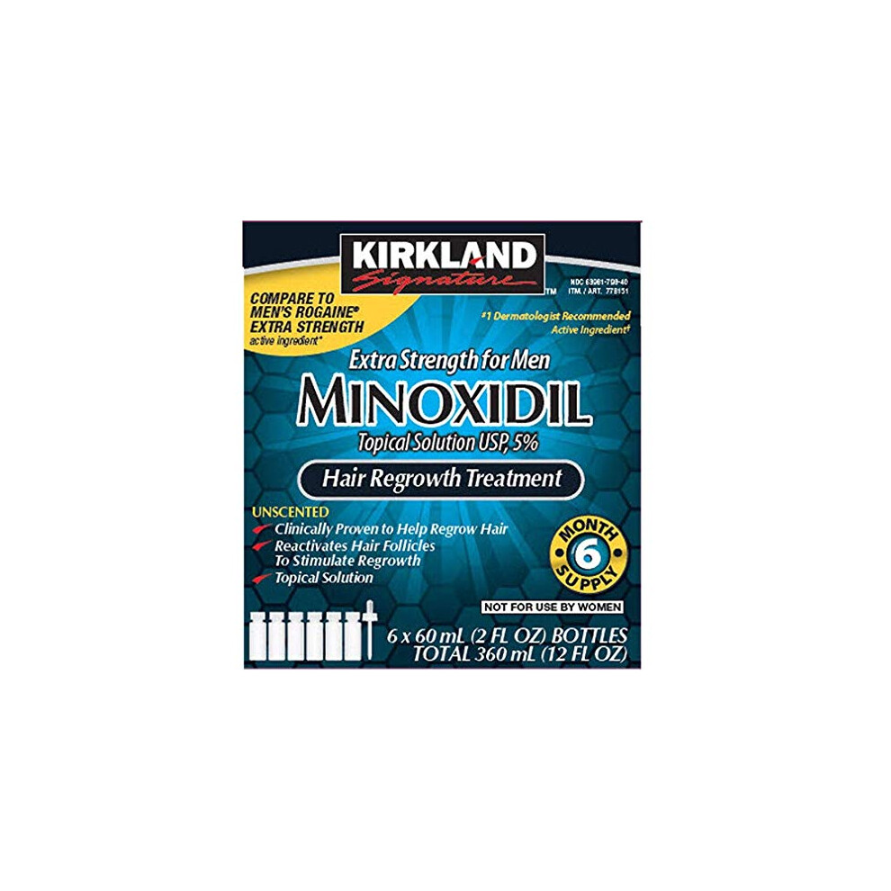 6 Months Kirkland Minoxidil 5% Extra Strength Hair Loss Regrowth Treatment Men  12 Fl Oz (Pack of 6)