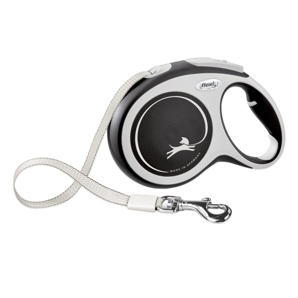 FLEXI New Comfort Retractable Dog Leash (Tape)  for Dogs Up to 110lbs  26 ft  Large  Grey/Black