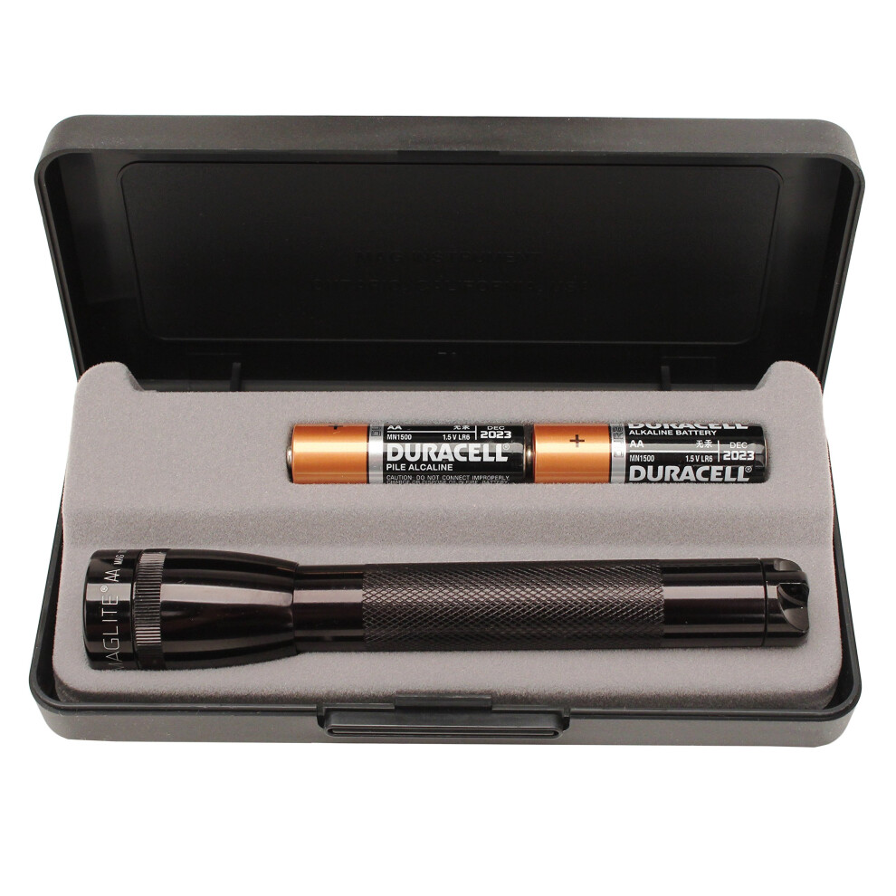 Maglite Mini Incandescent 2-Cell AA Flashlight in Presentation Box  Black